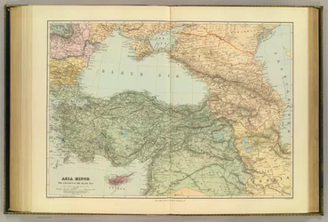 Asia Menor, el Cáucaso y el mar Negro. Serie de atlas de Londres. Establecimiento geográfico Stanford, Londres